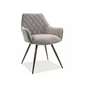   Linea Velvet Rombusz Étkezőszék Szürke Bársony Fekete Fém Vázzal
