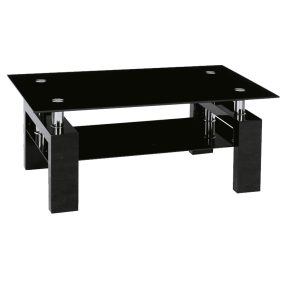 Lisa II Modern Edzett Üveg Dohányzóasztal Fekete Lakk