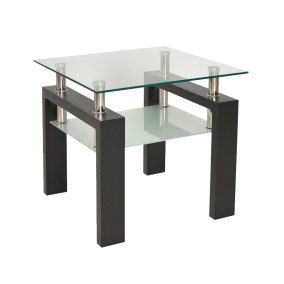 Lisa D Négyzetes Üveg Dohányzóasztal Wenge Lábakkal