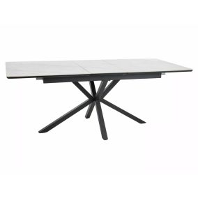  Logan Ceramic Bővíthető Étkezőasztal Kerámia-MDF Mattfehér Csillag Vázzal