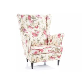 Lord Coral Virágmintás Füles Fotel Krém-Rózsaszín