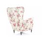 Lord Coral Virágmintás Füles Fotel Krém-Rózsaszín