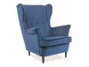 Lord Velvet Királyi Füles Fotel Bársony Tengerészkék Elegáns