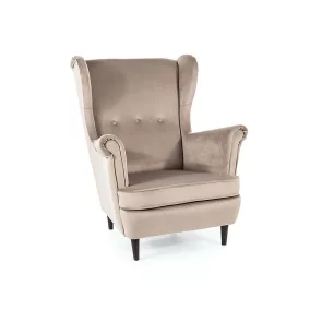 Lord Velvet Füles Fotel Bársony Bézs Elegáns