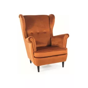   Lord Velvet Fahéjbarna Bársony Füles Fotel Wenge Lábakkal