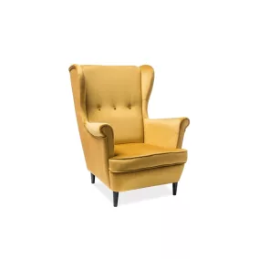 Lord Velvet Füles Fotel Bársony Curry Elegáns