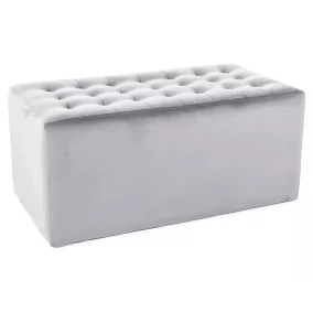   Lori 2 Velvet Téglalap Alakú Bársony Ülőke Világosszürke Steppelt