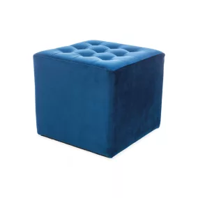 Lori Velvet Négyzetes Bársony Puff Tengerészkék