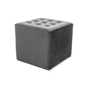 Lori Velvet Négyzetes Bársony Puff Szürke Steppelt