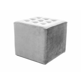 Lori Velvet Négyzetes Puff Világosszürke Bársony Ülőke