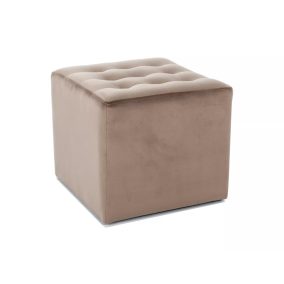 Lori Velvet Négyzetes Bársony Puff Sötét Bézs Steppelt