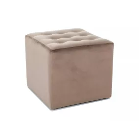 Lori Velvet Négyzetes Bársony Puff Sötét Bézs Steppelt