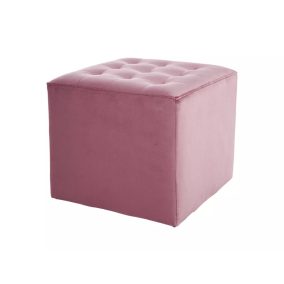   Lori Velvet Négyzetes Bársony Puff Antik Rózsaszín Steppelt