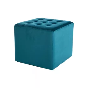Lori Velvet Négyzetes Türkiz Bársony Puff
