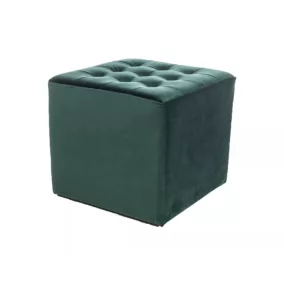 Lori Velvet Négyzetes Bársony Puff Zöld Steppelt