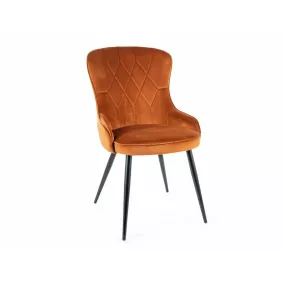   Lotus Elegance Bársony Étkezőszék Fahéjbarna Fekete Fémlábakkal