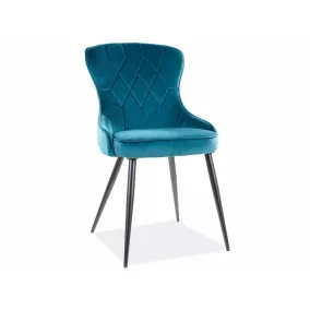  Lotus Bluvel Türkiz Bársony Étkezőszék Fekete Fém Lábakkal
