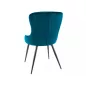   Lotus Bluvel Türkiz Bársony Étkezőszék Fekete Fém Lábakkal