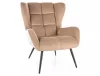 Louis Velvet Bézs Fotel Fekete Fém Lábakkal