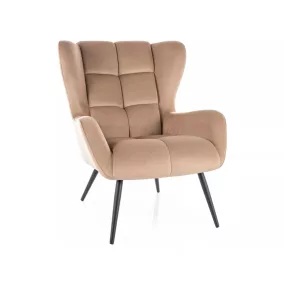 Louis Velvet Bézs Fotel Fekete Fém Lábakkal
