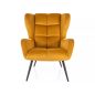   Louis Velvet Füles Fotel Curry Bársony Fekete Fém Lábakkal