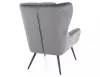 Louis Velvet Füles Fotel Szürke Bársony Fekete Fém Lábakkal