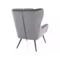   Louis Velvet Füles Fotel Szürke Bársony Fekete Fém Lábakkal