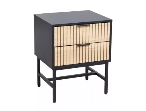 Mago S1 Modern Éjjeliszekrény Tölgy-Fekete Matt