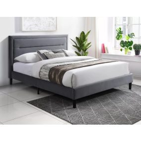 Malaga Bársony Franciaágy Szürke Kárpitozással