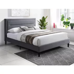 Malaga Bársony Franciaágy Szürke Kárpitozással