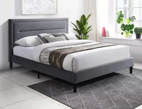 Malaga Bársony Franciaágy Szürke Kárpitozással