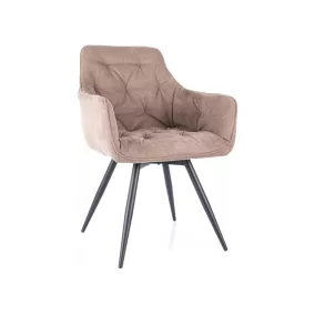   Mango Vardo Forgó Étkezőszék Sötét Bézs Kárpittal és Matt Fekete Fémvázzal