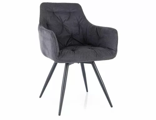 Mango Vardo Forgó Étkezőszék Grafitszürke Kárpittal és Matt Fekete Fémvázzal