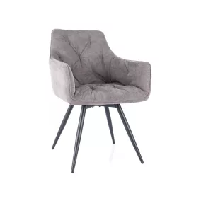   Mango Vardo Forgó Étkezőszék Szürke Kárpittal Fekete Fém Vázzal