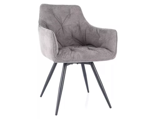 Mango Vardo Forgó Étkezőszék Szürke Kárpittal Fekete Fém Vázzal