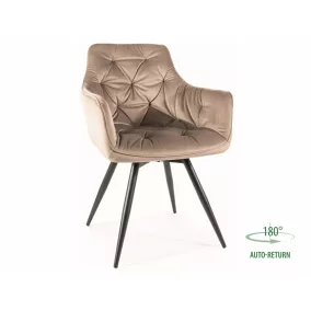   Mango Velvet Forgó Bársony Étkezőszék Sötétbézs Automatikus Visszatéréssel