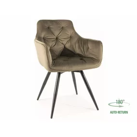   Mango Velvet Olíva Forgó Bársony Étkezőszék Fekete Fém Vázzal