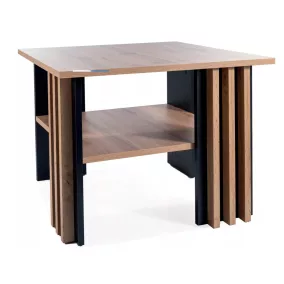   Marina Modern Négyzetes Dohányzóasztal Laminált Artisan Tölgy Fekete Dupla Polcos