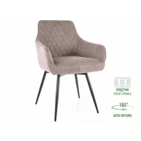   Marlo Brego Forgó Étkezőszék Bézs Szövet Fekete Fém Vázzal