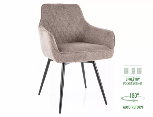 Marlo Brego Forgó Étkezőszék Bézs Szövet Fekete Fém Vázzal