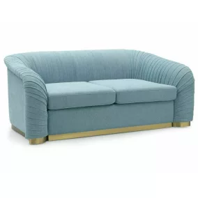   Melva Luxus Kétszemélyes Kék Szövet Kanapé Arany Fémlábakkal