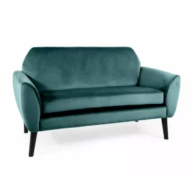 Mena Bluvel Bársony Kanapé Zöld Wenge Lábakkal