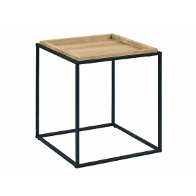   Merida Industrial MDF Tölgy Dohányzóasztal Fekete Fémvázzal