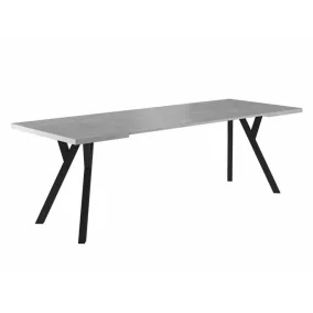   Merlin Bővíthető Beton Étkezőasztal Fekete Fém Lábakkal