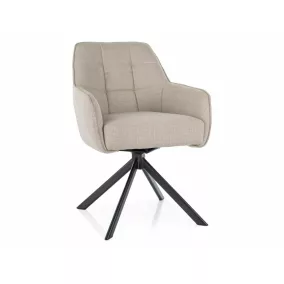   Metro Bjorn Forgó Étkezőszék Világos Bézs Szövet Fekete Fém Vázzal