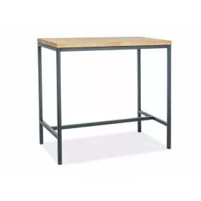 Metro Tölgyfa Bárasztal Fekete Fém Vázzal