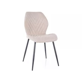   Mike Nea Geometrikus Étkezőszék Bézs Szövet Fekete Fém Vázzal