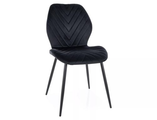 Mike Velvet Fekete Bársony Étkezőszék V-mintás Kárpitozással