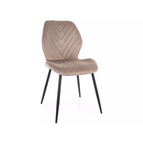   Mike Velvet Bársony Étkezőszék Sötétbézs Fekete Vázzal