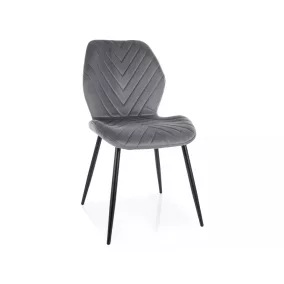   Mike Velvet Szürke Bársony Étkezőszék Fekete Fém Lábakkal
